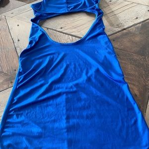 Kiava Livfit backless hooded workout tank blue med